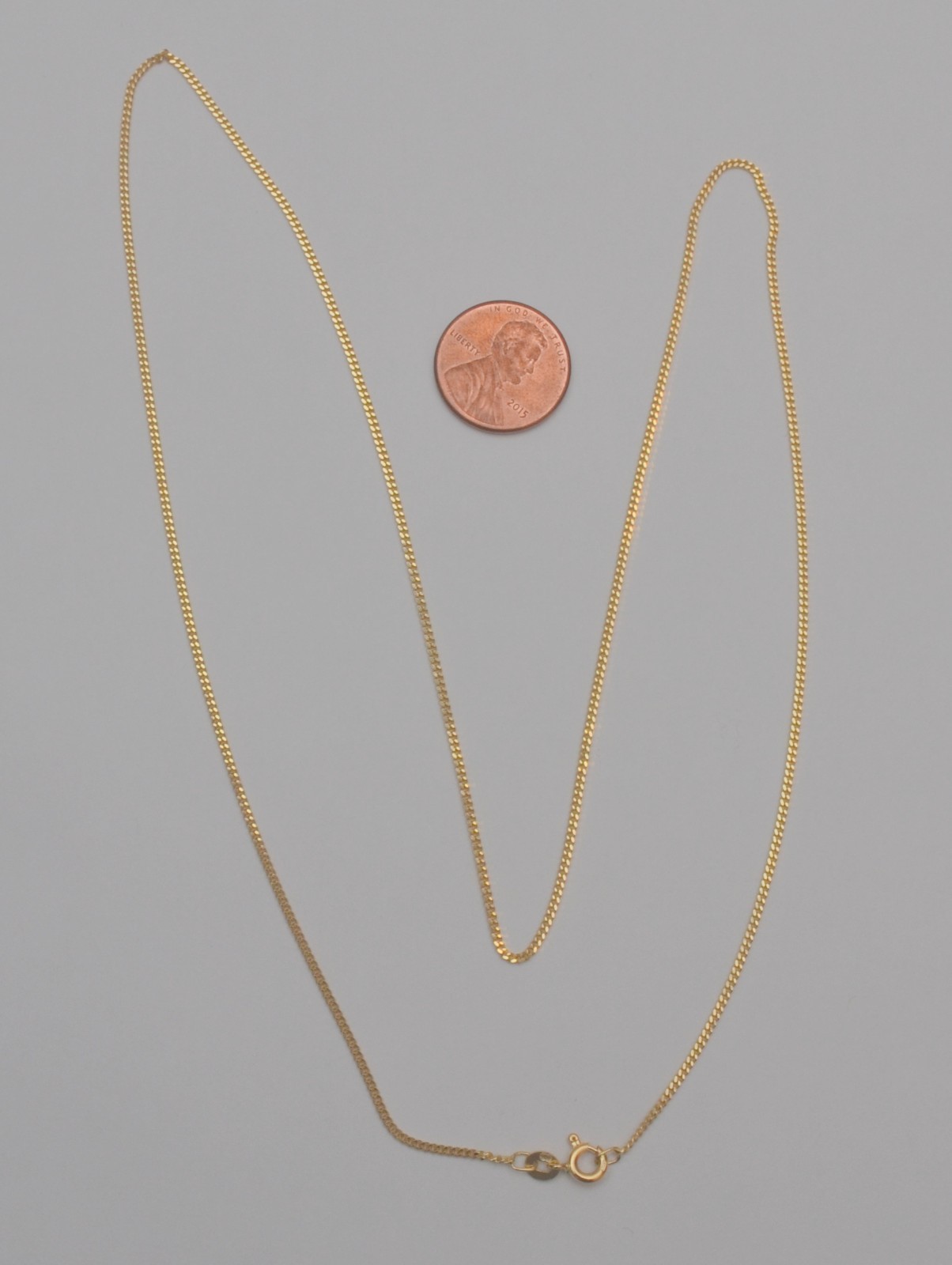 18K Yellow Gold Cuban Link Chain Necklace 1.4mm 23.5” C8