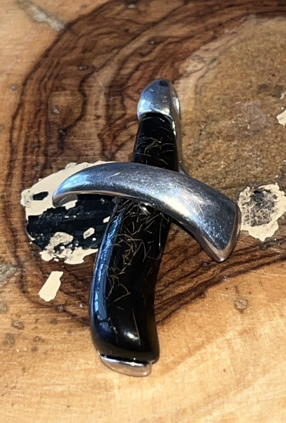 Sterling Silver 925 Early Plastic Pendant Marked CAO Indicating Made in Cyprus