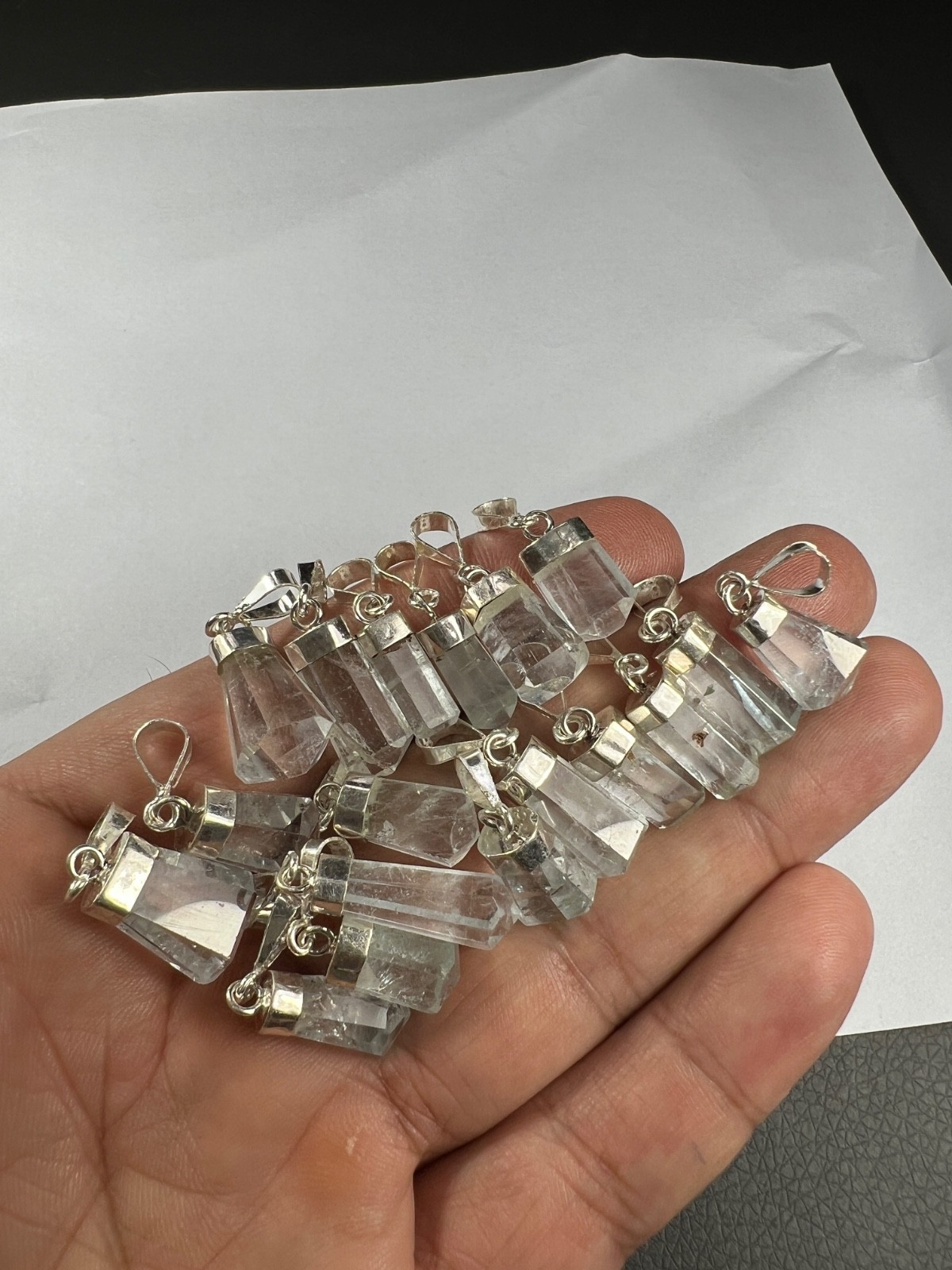 18pcs sterling silver top quality clean gem aquamarine pendants from Pakistan