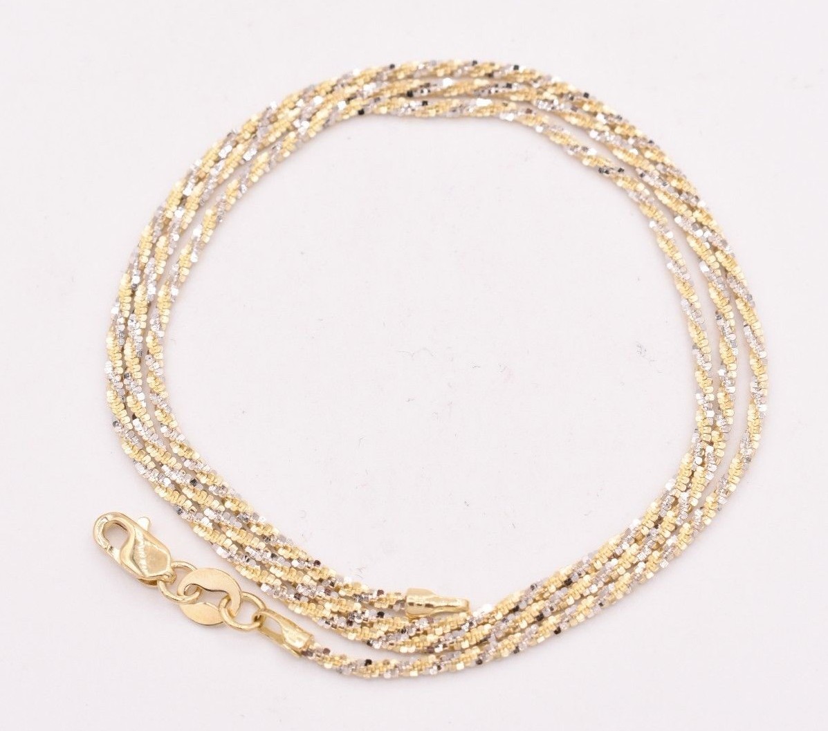 1.50mm Rock Sparkle Twisted Chain Necklace Real Solid 14K Yellow White Gold