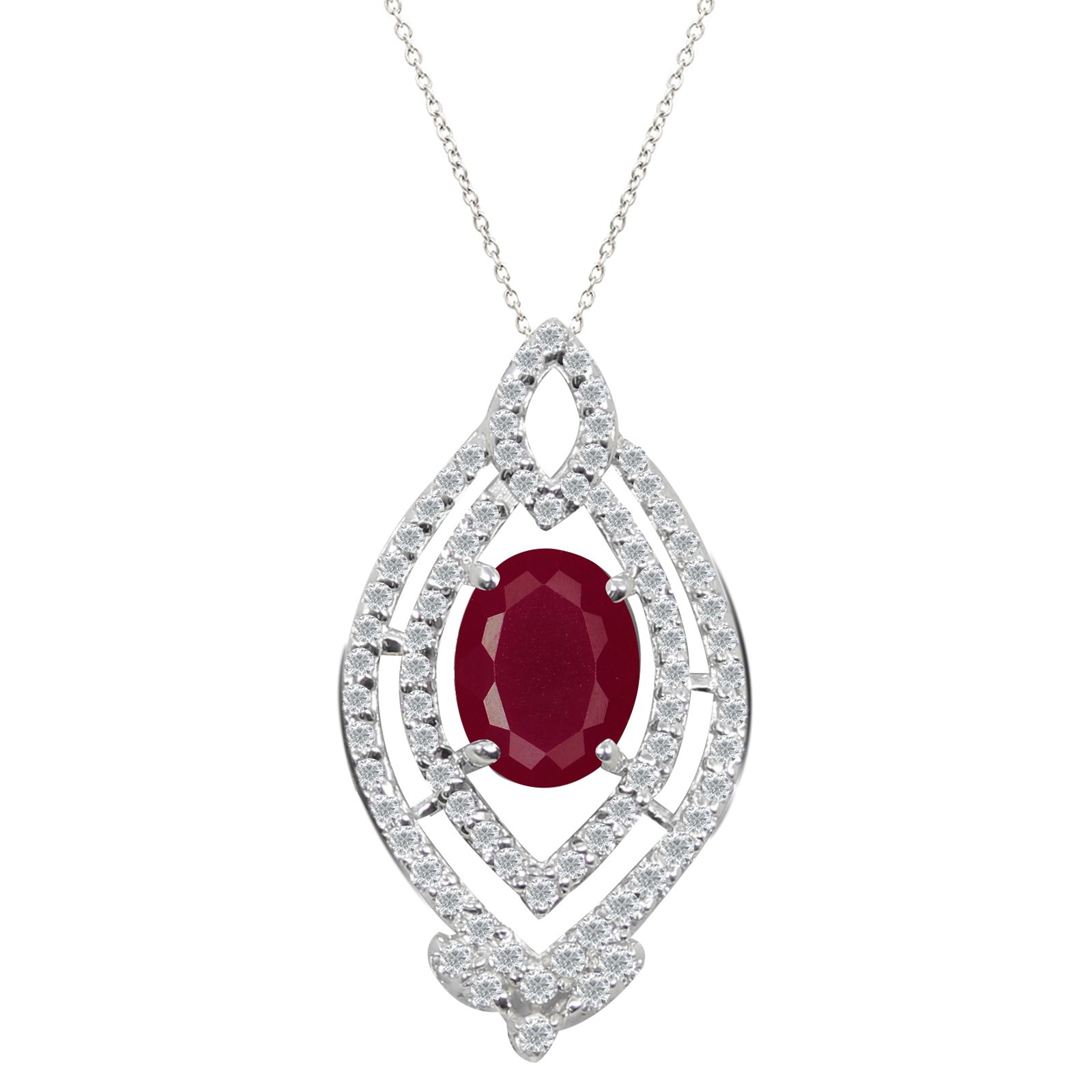 14KT Gold 1.40Ct Natural Red Ruby IGI Certified Diamond Pendant – Tariff Free