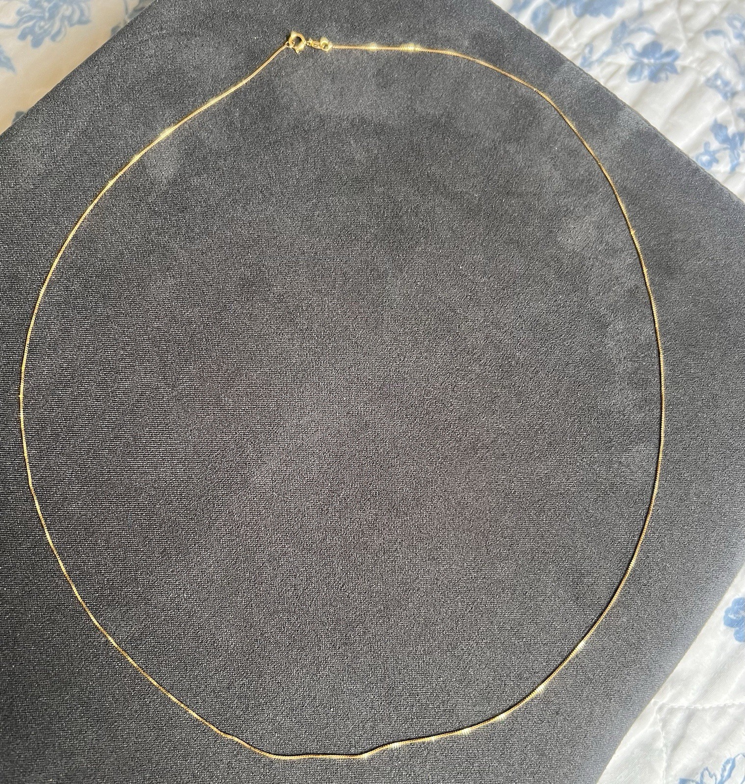 14K Yellow Gold Box Chain Delicate Necklace, Spring Ring Clasp 24 in. Length