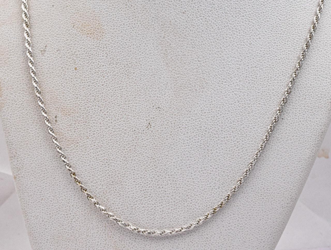 Estate Sterling Silver 2mm thick solid not hollow ROPE chain necklace 18″ ITALY
