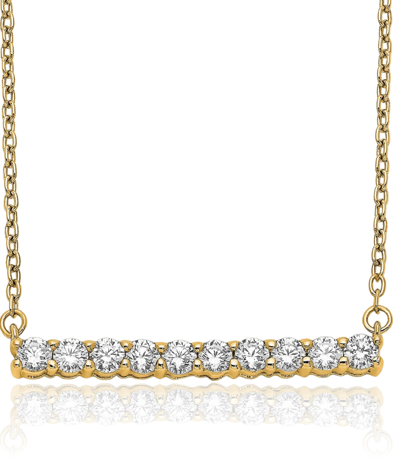 Lab Created 14K Solid Yellow Gold 0.50 ct Diamond Bar Pendant Necklace Round