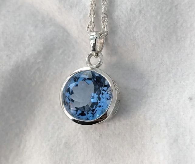 London Blue Topaz 10×10 mm Gemstone 925 Sterling Silver Jewelry Plain Necklace