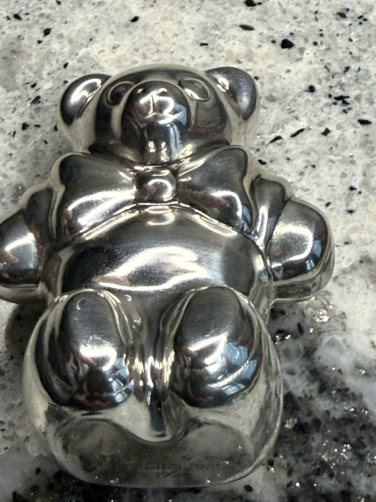 Tiffany & Co. Signed 925 Sterling Silver Teddy Bear. Large Christmas ornament