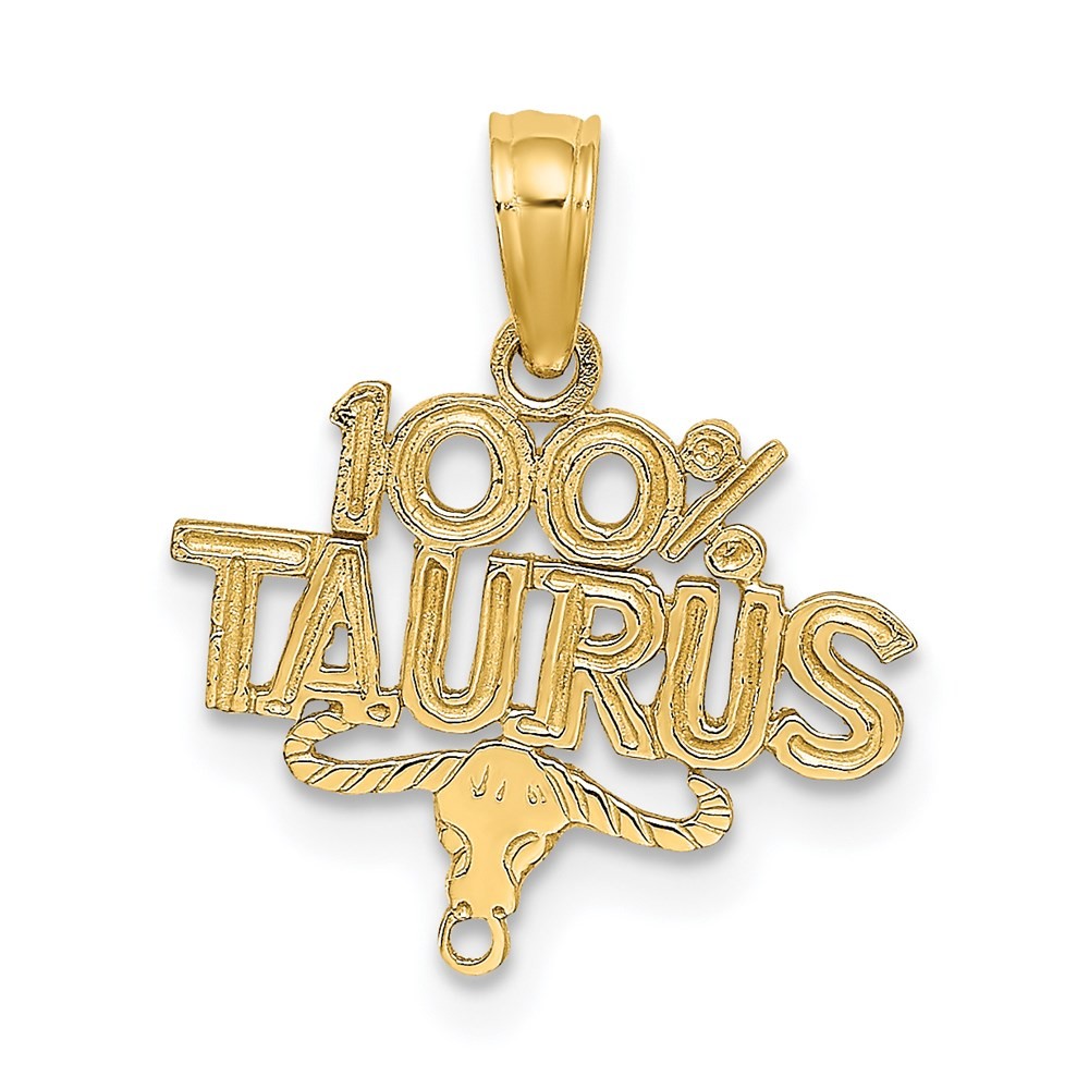 14K Yellow Gold 100% TAURUS Zodiac Charm Pendant L-15.65mm, W-14.8mm