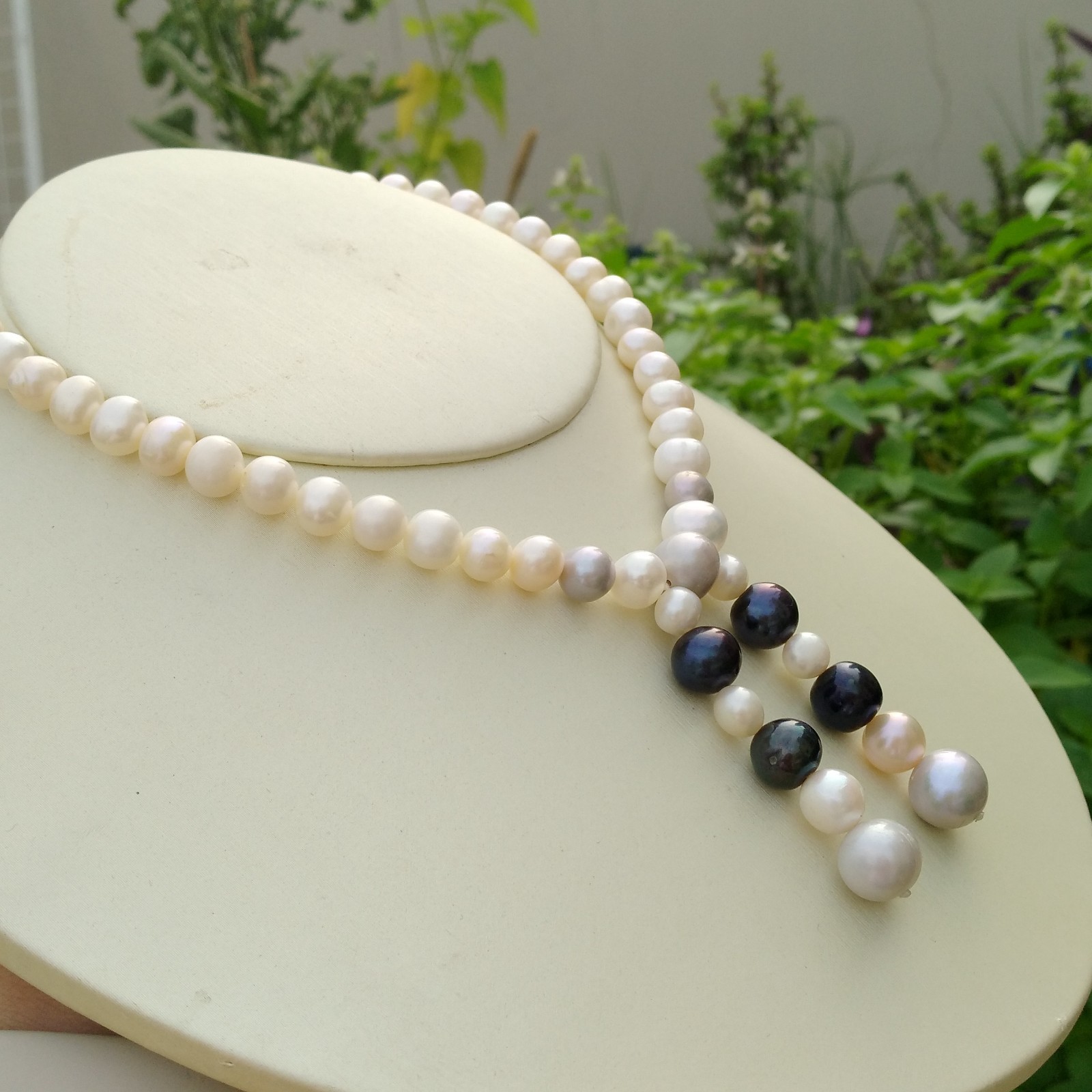 17in Design Pretty AAA+ South Sea White Multi-color Pearl Necklace 14k Gold P
