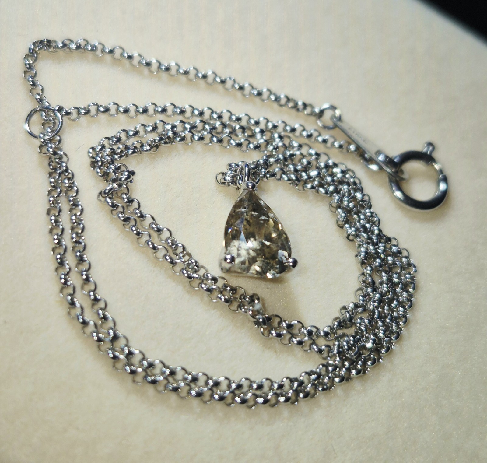 STUNNING! PLATINUM 900 NATURAL EARTH MINED 1ct GOLDEN DIAMOND SOLITAIRE NECKLACE