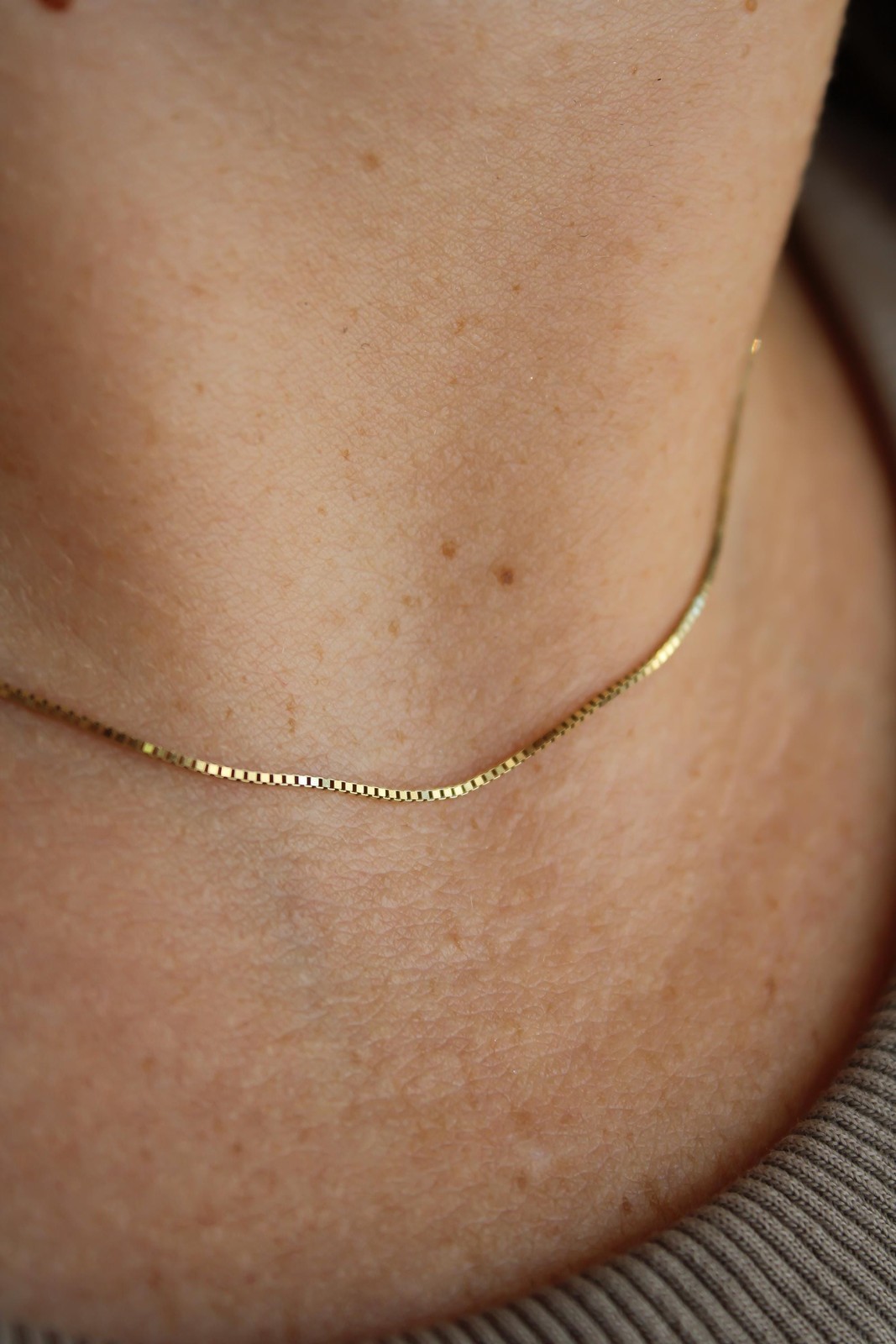 Box Chain Necklace 14k Solid Gold 1mm Dainty Women 16 18 20 Inch