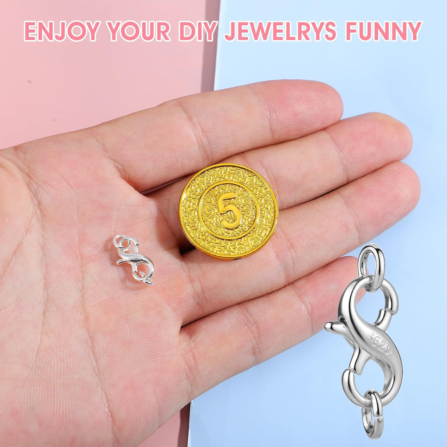 925 Sterling Silver Double Opening Lobster Claw Clasps for Jewelry Making