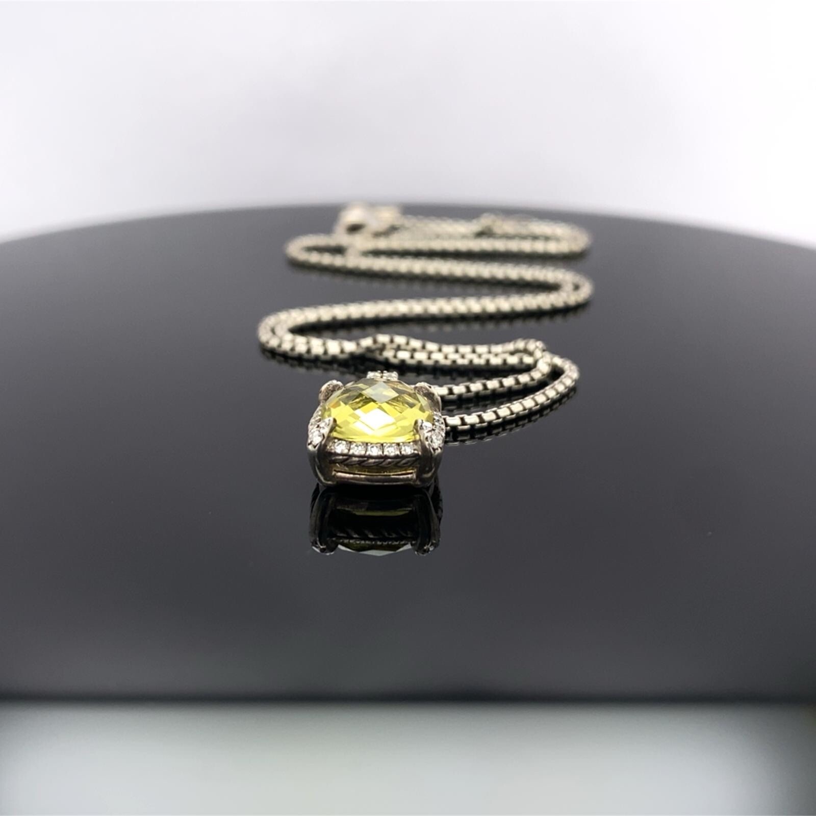 David Yurman Sterling Silver Citrine Chatelaine Diamond Pendant Necklace $1125