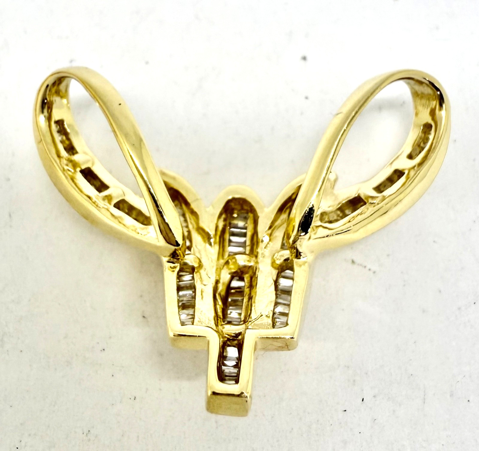 1.00 ctw Baguette Natual Diamonds 14k Yellow Gold Slide Pendant w/Card Appraisal