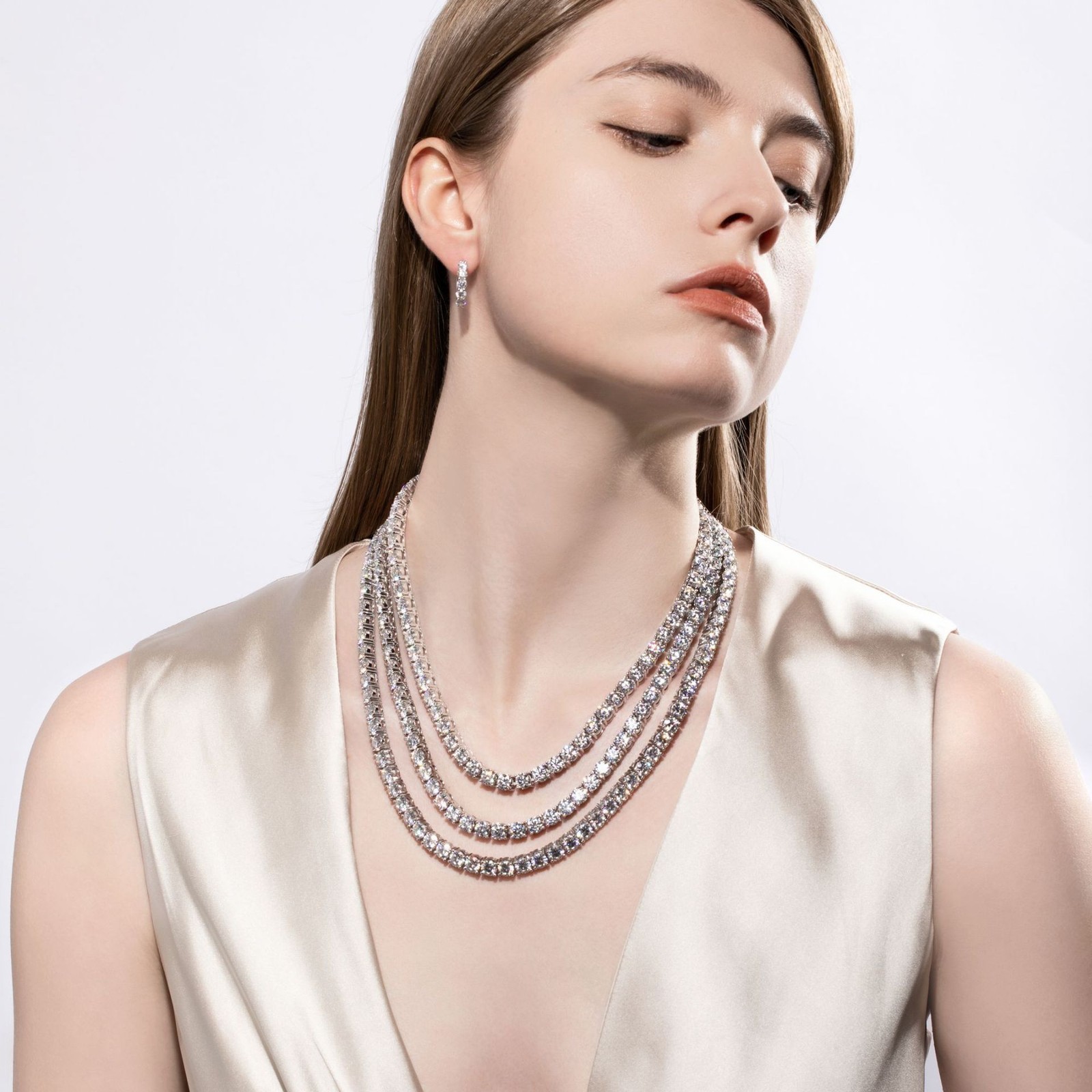 3-6.5MM REAL MOISSANITE Silver Tennis Chain Necklace – VVS D Color – Pass Tester