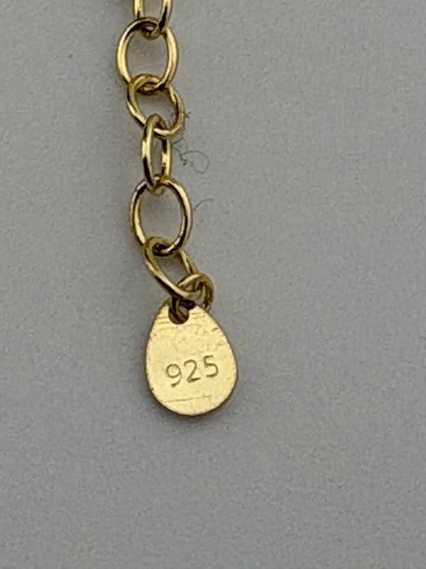 GOLD OVER 925 STERLING SILVER SOLITAIRE PEARL NUGGET CHAIN 16-18″ JUNE 1878