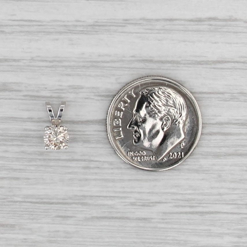 New 0.37ct Diamond Solitaire Pendant 14k White Gold 4 Prong Small Round Drop