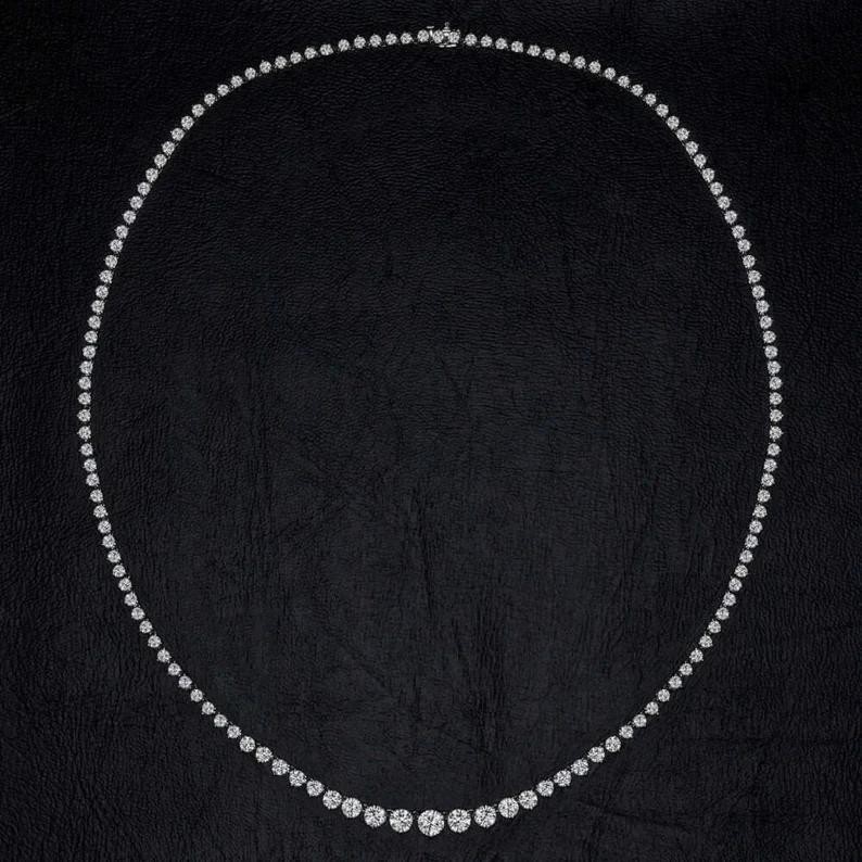 8.00 Ct Round Lab Grown Diamond 16″ Graduated Tennis Riviera Necklace GIA Authen