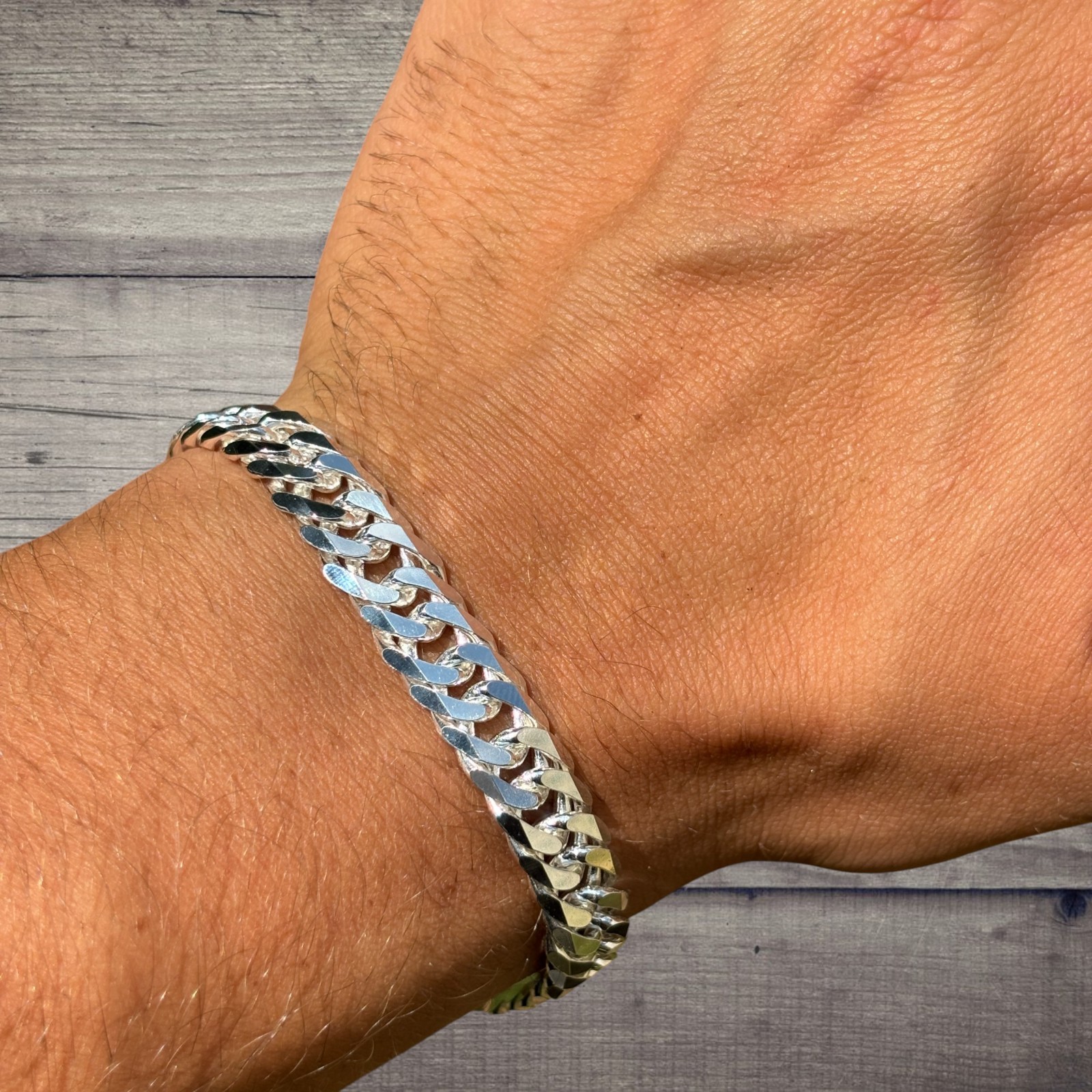 10mm Double Curb Link Bracelet – Real Solid 925 Sterling Silver MADE IN ITALY