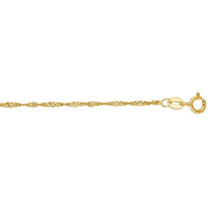 1.5mm Diamond Cut Singapore Chain Necklace Real 10K Yellow Gold