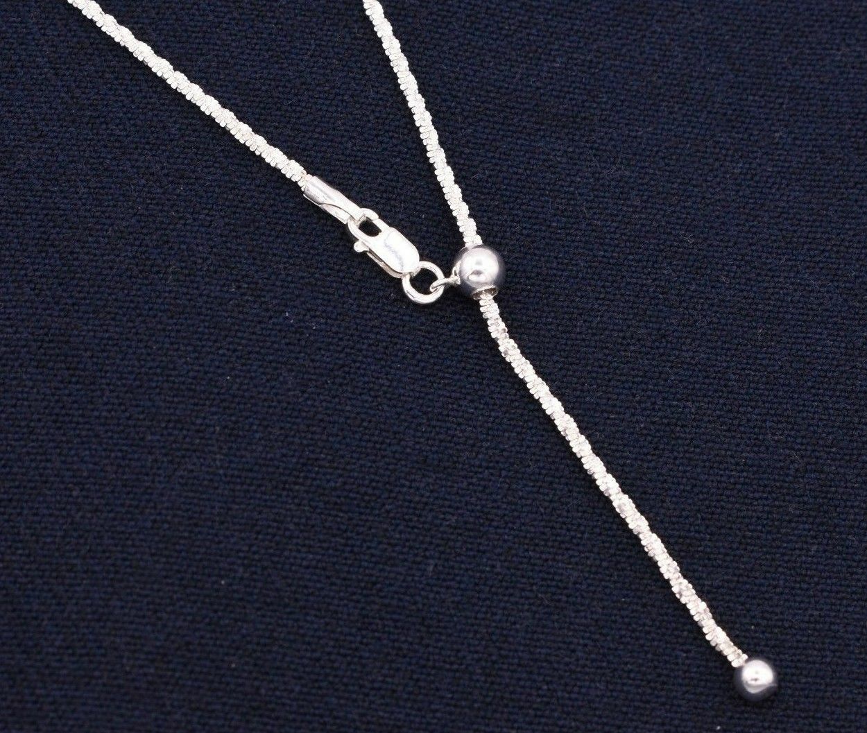1.5mm Adjustable Sparkle Twisted Chain Necklace REAL Sterling Silver Up To 22″