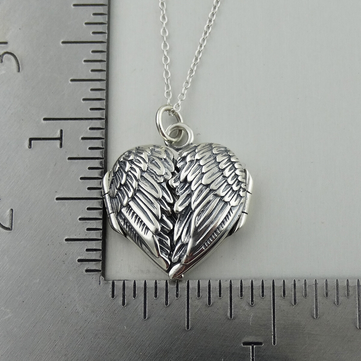 Angel Wings Heart Locket Necklace – 925 Sterling Silver – Love Gift Memorial NEW