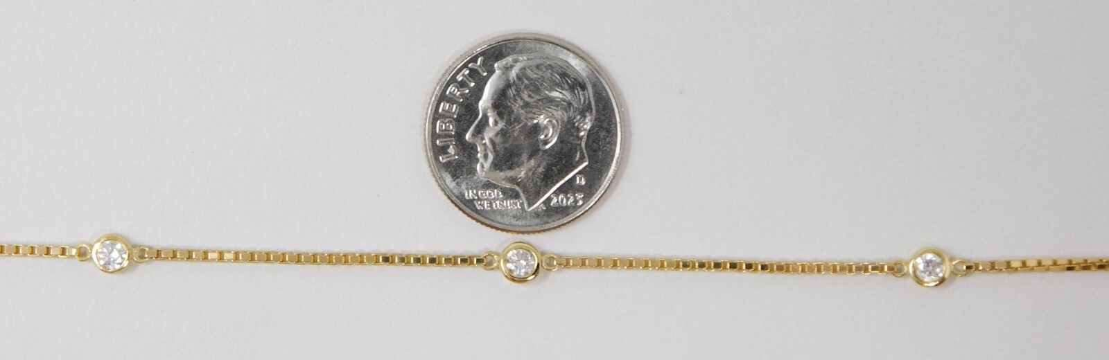 14 – 18 kt Yellow Gold Bezel Set DIAMOND By The Yard Princess Necklace 18″ B4984