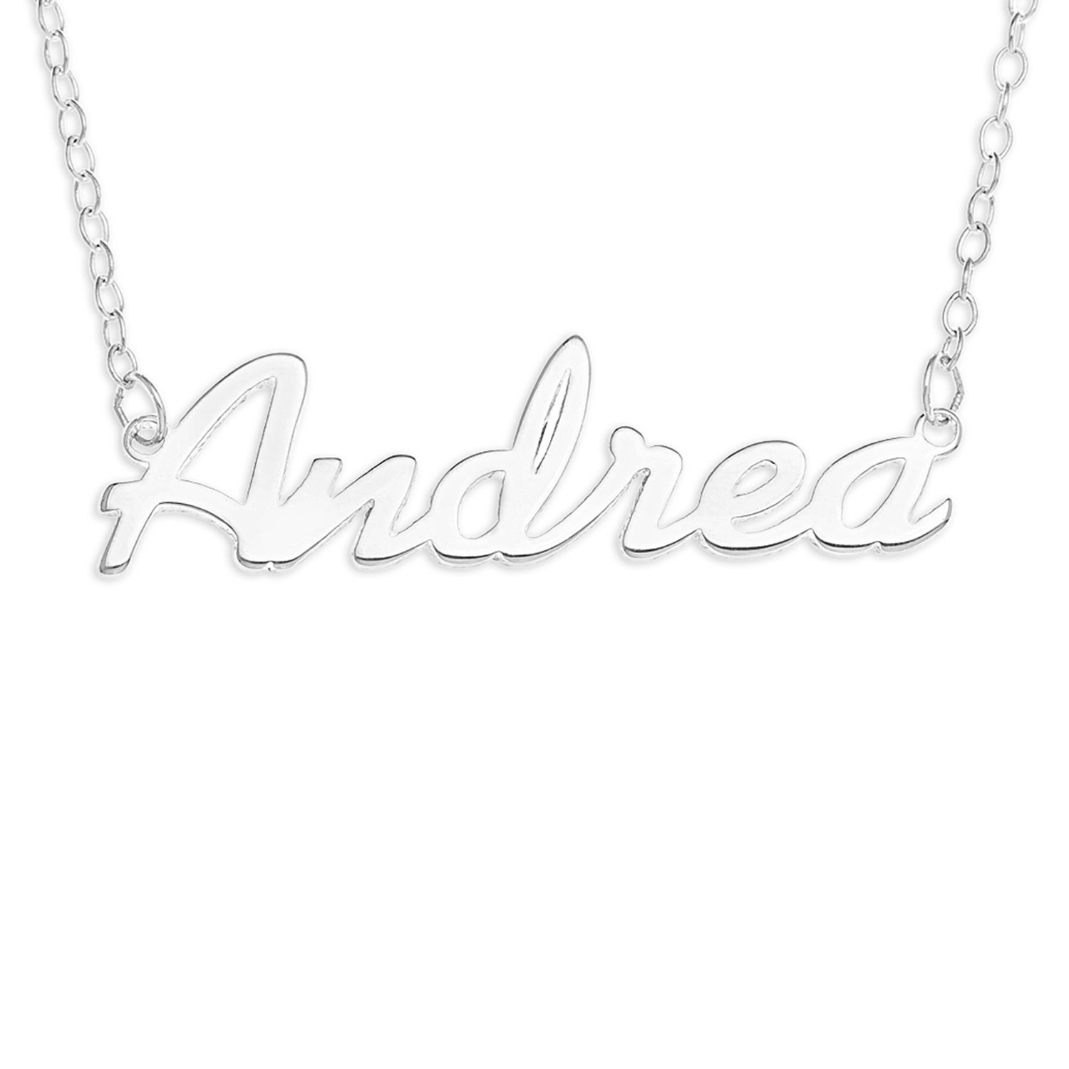 Andrea Name Plate Necklace Pendent Sterling Silver female Personalized Custom