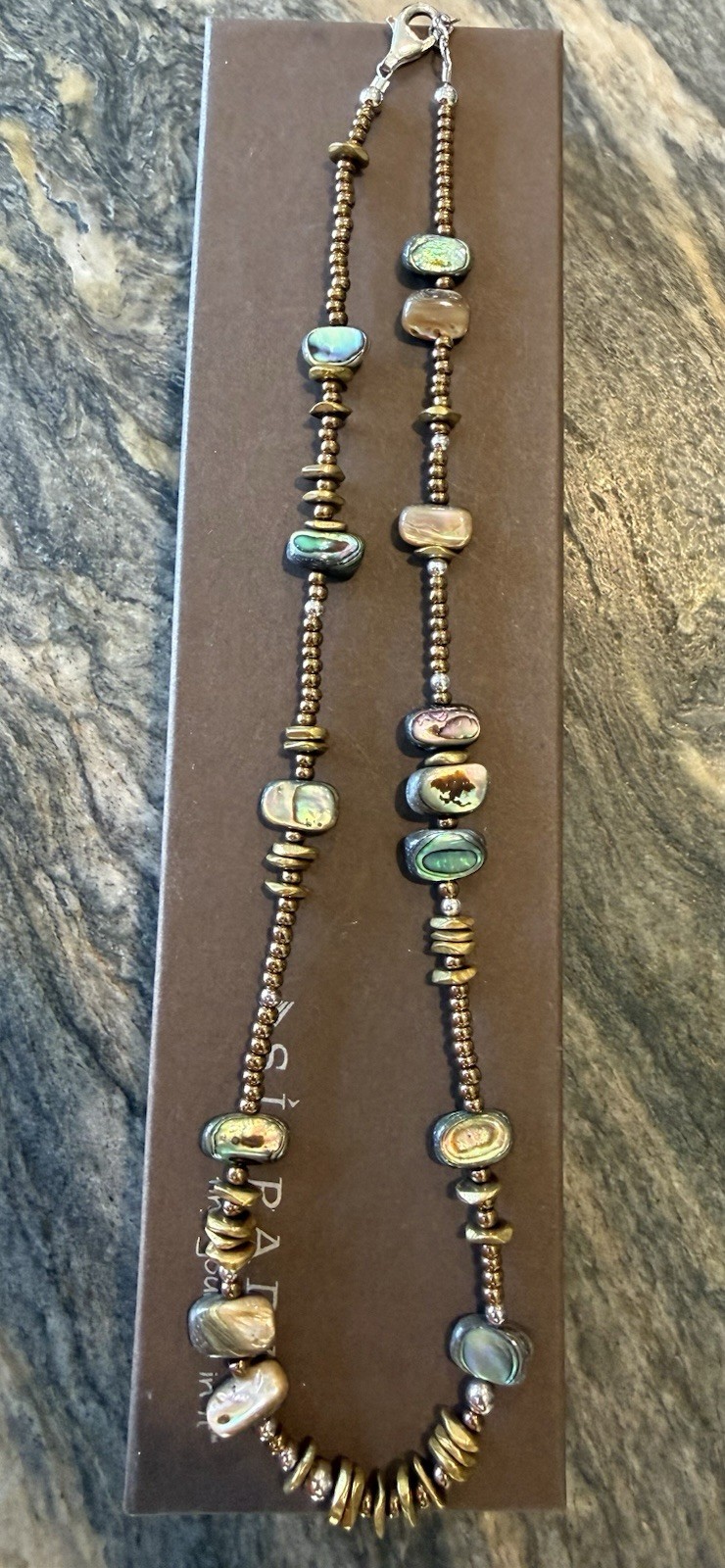 Silpada Sterling Silver 925 N1729 Abalone Shell, Glass Beads And Brass Necklace
