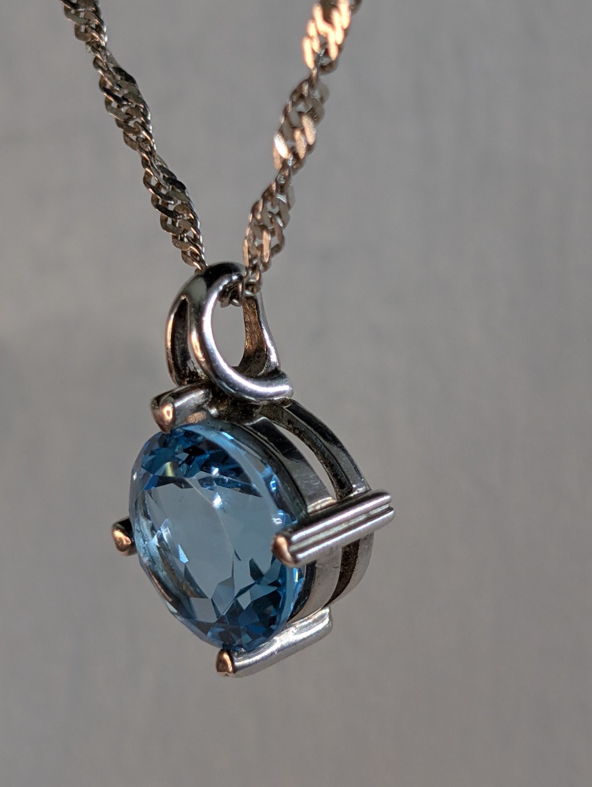 11ct Swiss Blue Topaz Pendant Sterling Silver Fancy Round Heart Prong Pendant