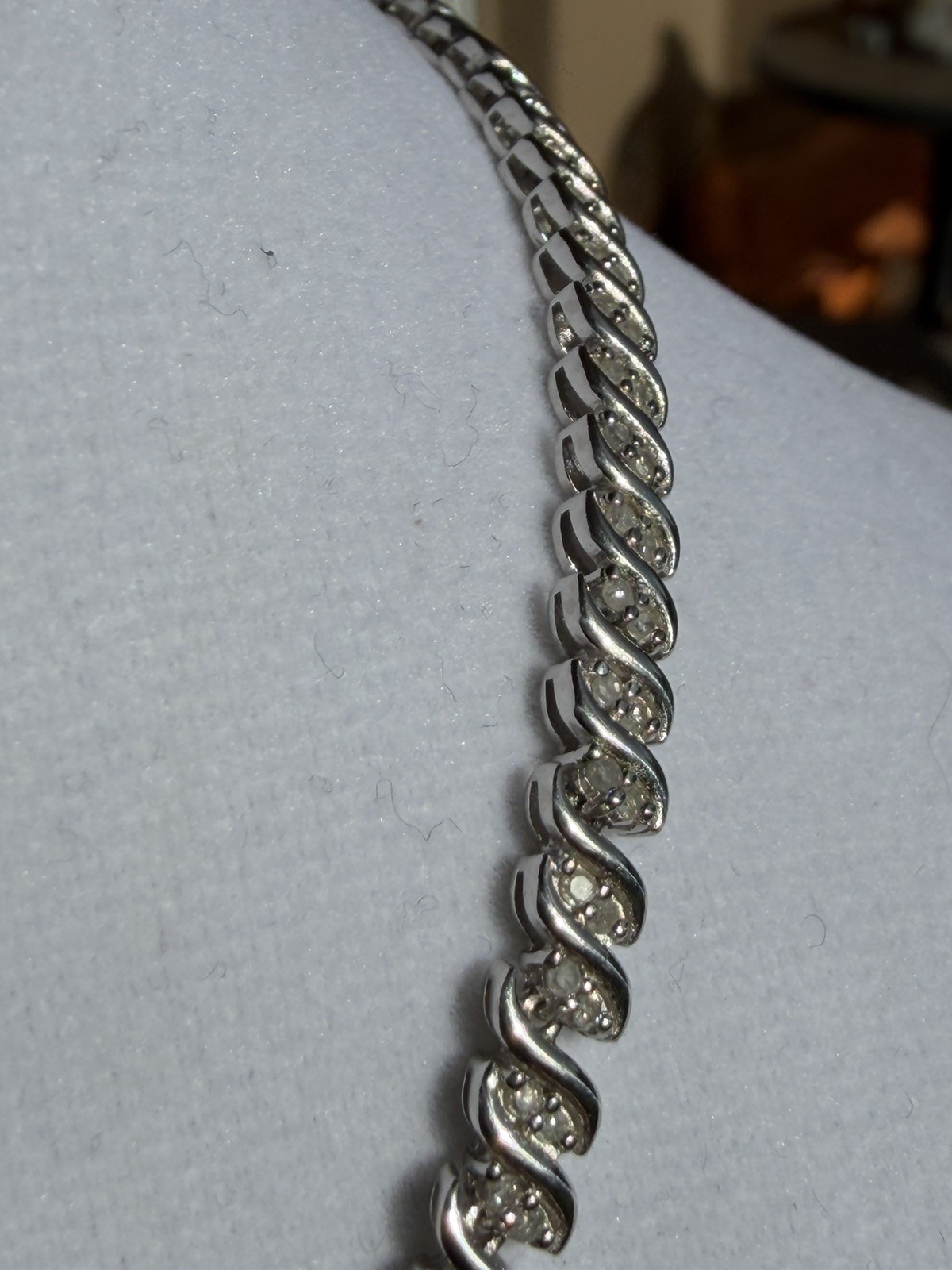 Vintage 17” Diamond Tennis Chain Necklace – 200 Melee Diamonds, 24g .925 Silver