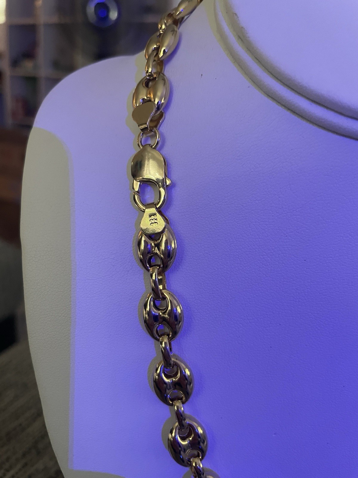 925 Gold Over Sterling Silver Puffy Mariner Chain,
