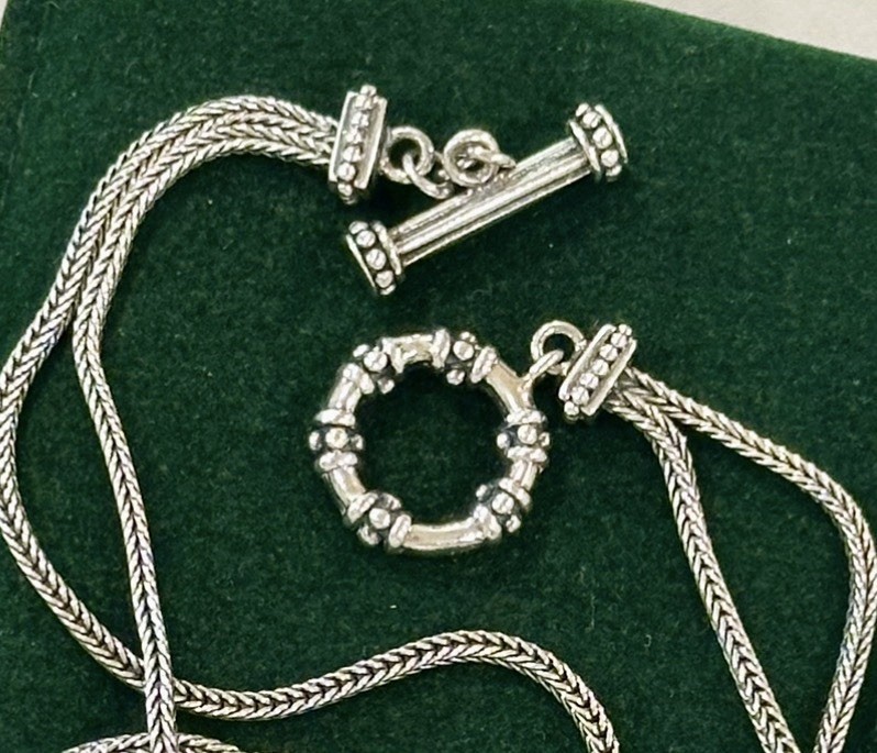 925 Sterling Silver Double Row Foxtail* 16” Necklace/Chain w/ Toggle Clasp, 17g.