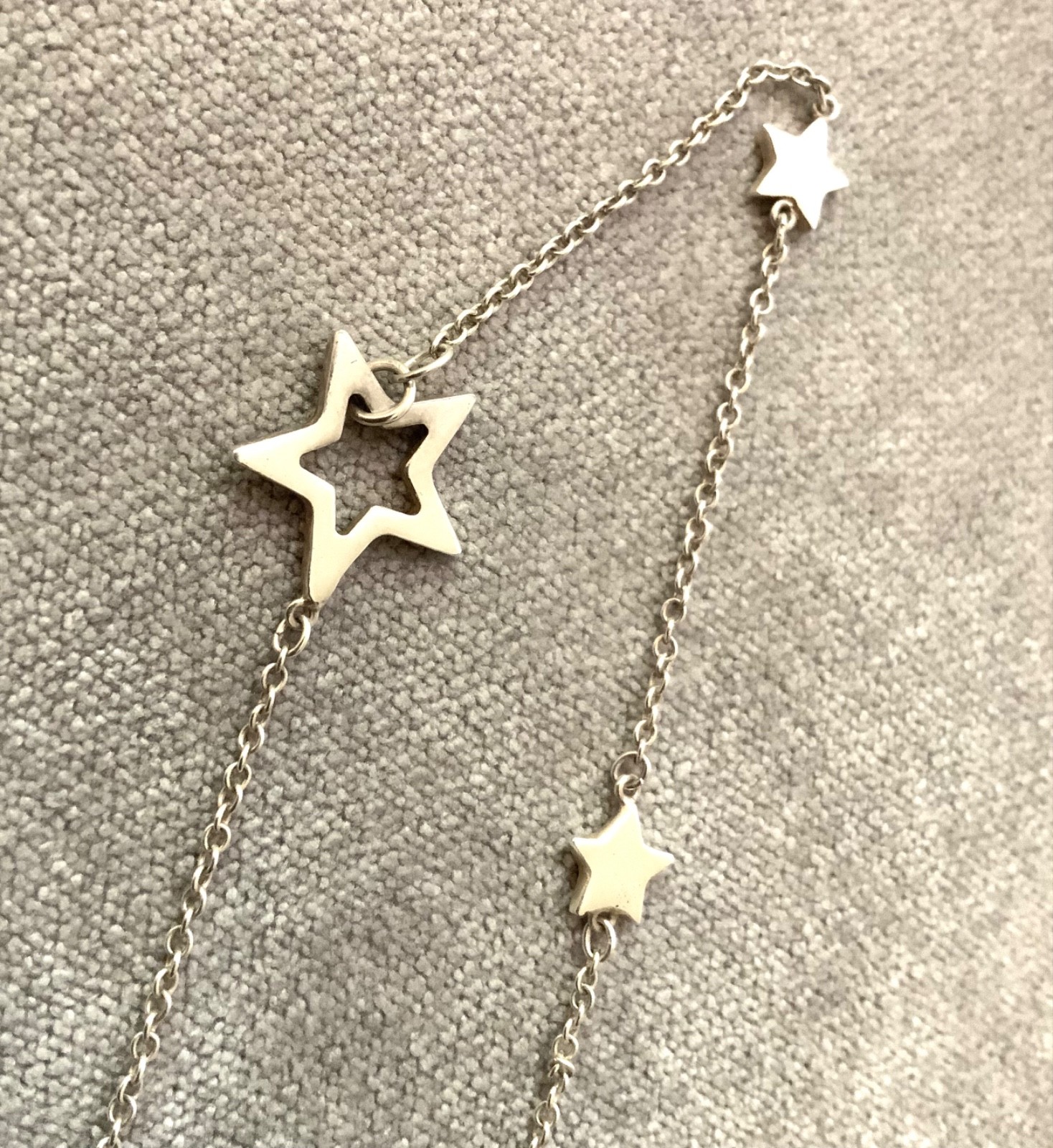 STERLING SILVER STAR NECKLACE multi stars small rolo chain -great for layering!