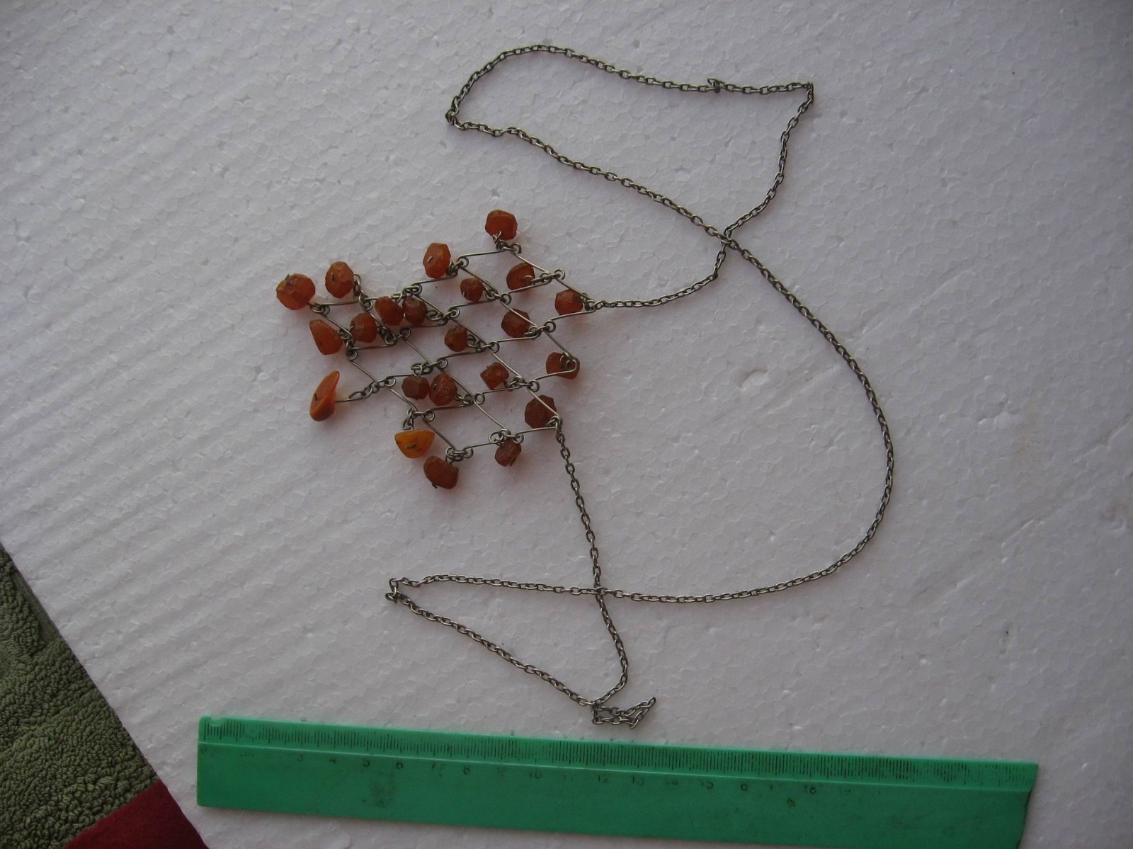 Vintage Soviet Baltic Amber Mesh Necklace Pendant Melchior USSR Baltic 23g m