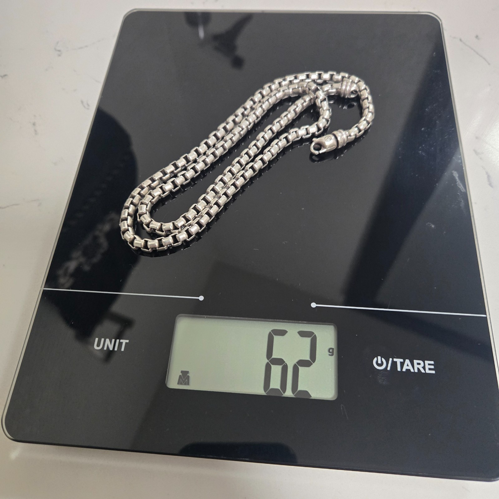David Yurman Sterling Silver 3.6mm Box Chain Necklace 22″