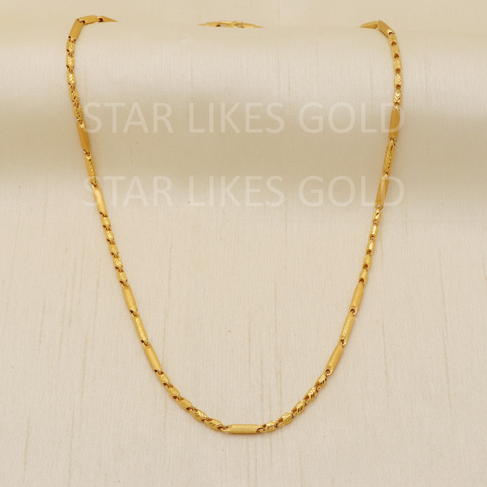 22K Yellow Gold Diamond Cut Machine Chain 20″ 11.45g 3mm Textured Link Necklace