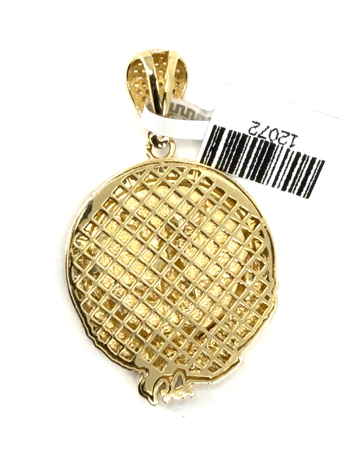 14K Solid Gold Centenario 50 Pesos Pendant Mexican Angel Eagle CZ Baguette Frame