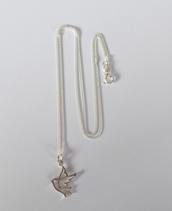 NEW Soaring Sparrow Bird Necklace Solid 925 Sterling Silver Pendant Bird 18″
