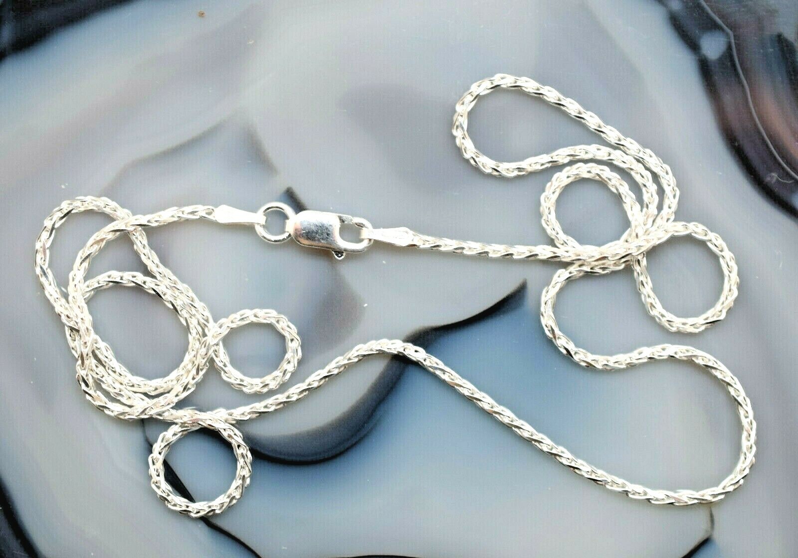 1.5mm Diamond Cut Wheat Chain 20″ Solid 925 Sterling Silver w/Lobster Claw Clasp