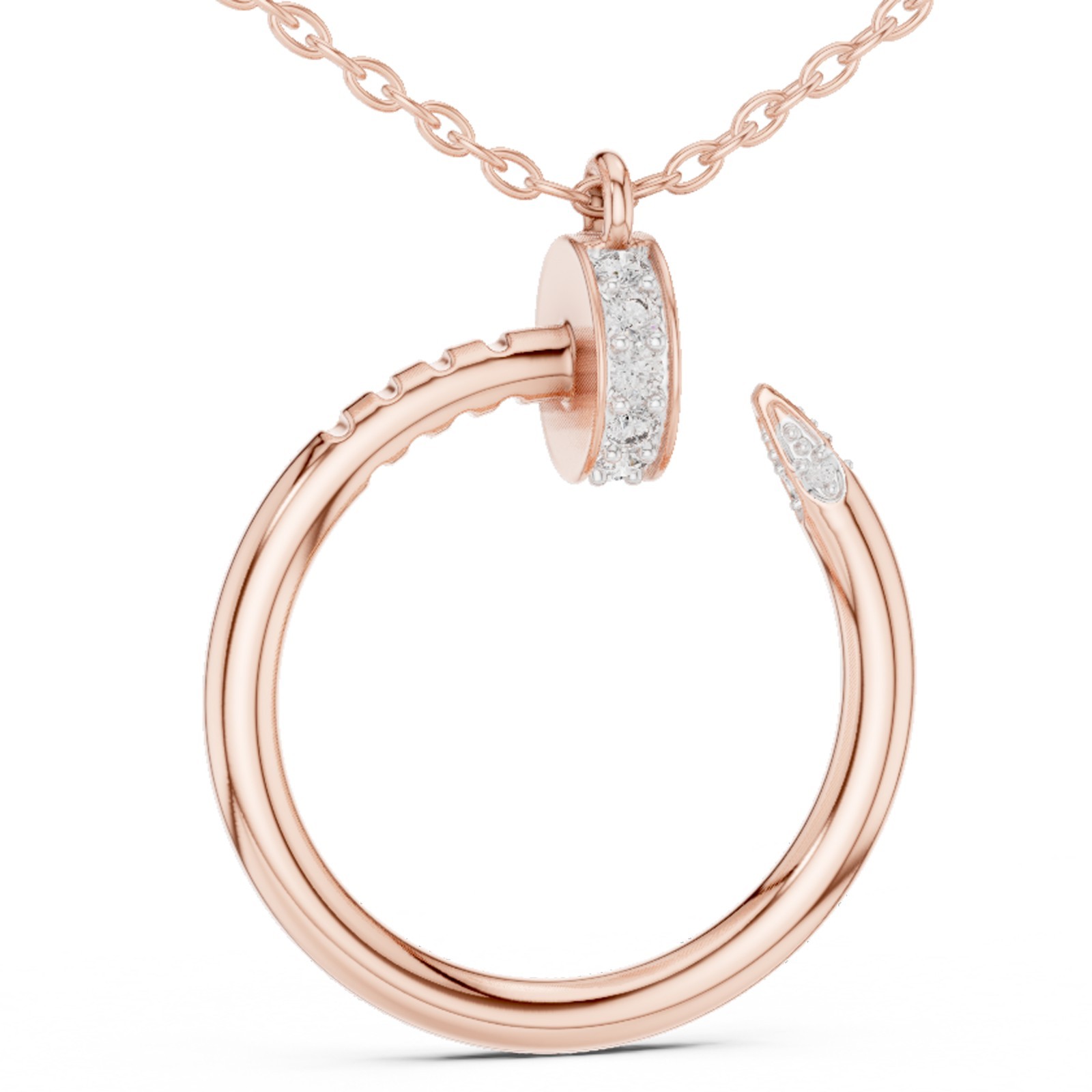 Round Certified Natural Diamond Petite Shank Minimalist Pendant 14K Gold Over