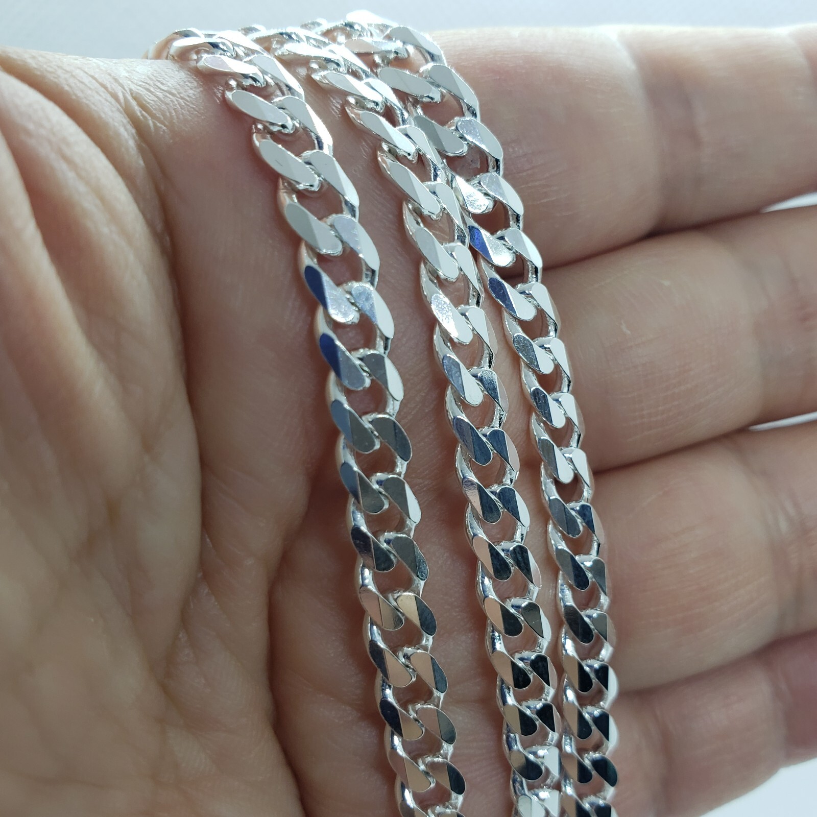 925 Sterling Silver 6mm Cuban Curb Link Chain Necklace Men Women Size 16″~40″