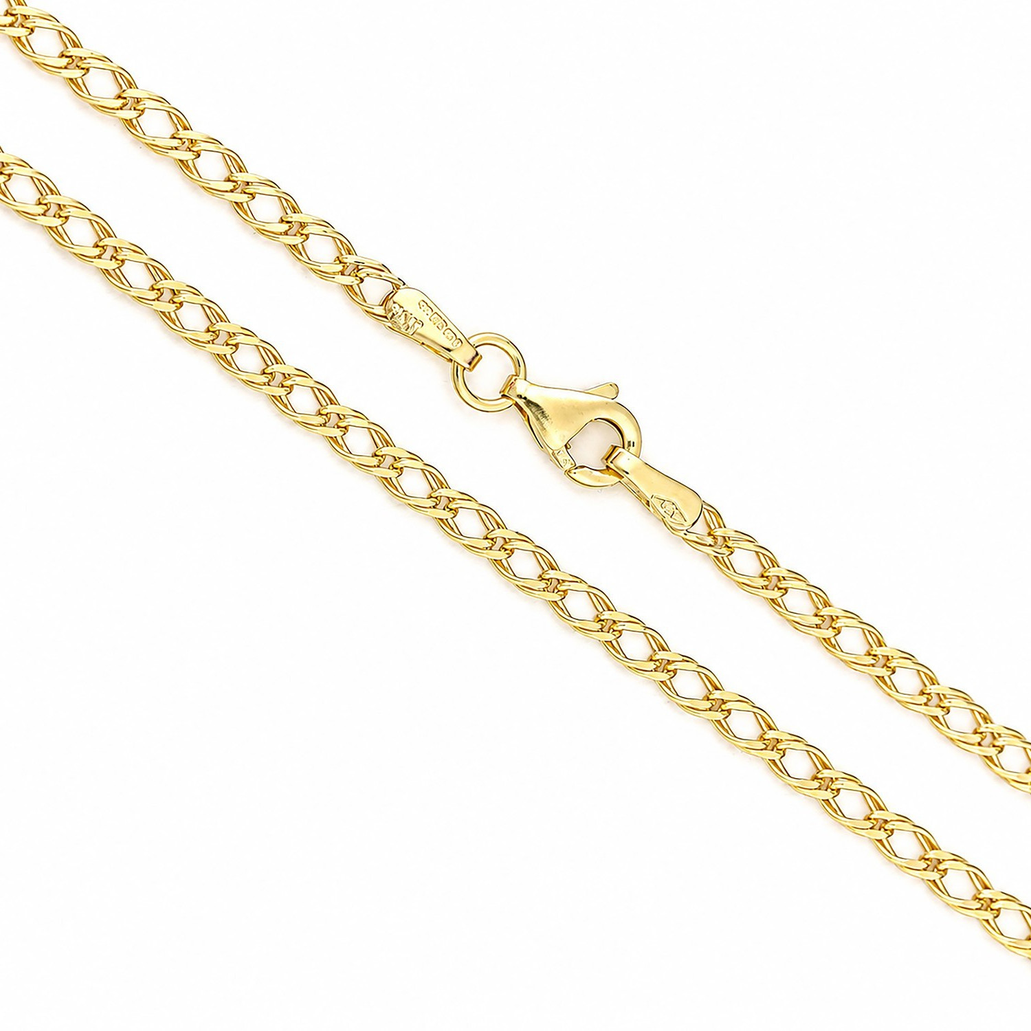 9ct Geniune Yellow Gold 2.5 mm Double Curb Chain 16″ 18″ & 20″ Necklaces