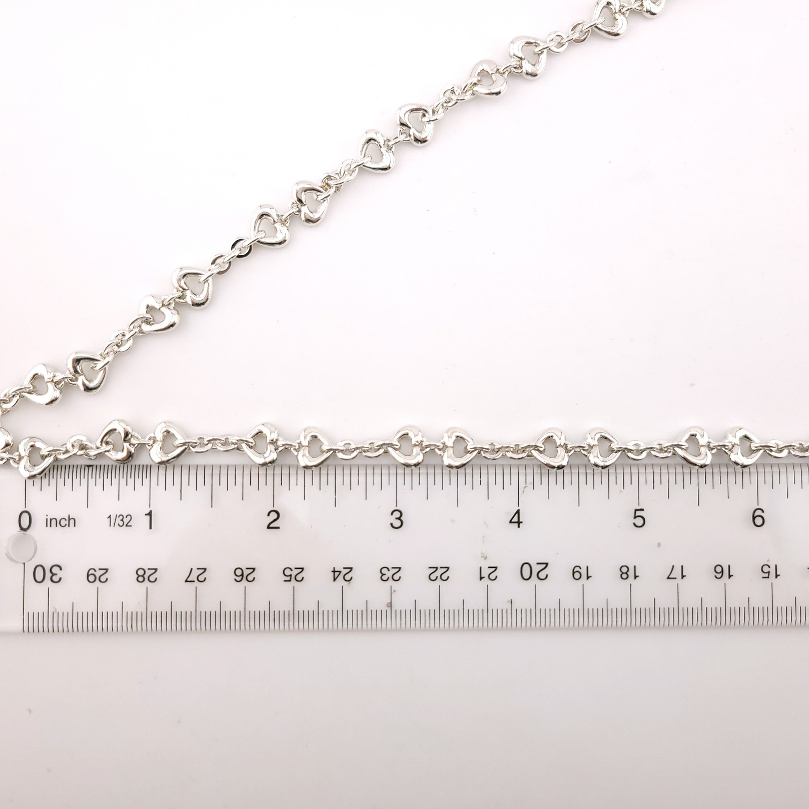 New Birks & Mayors Sterling Silver Heart Chain Link 32″ in Necklace 72 Grams