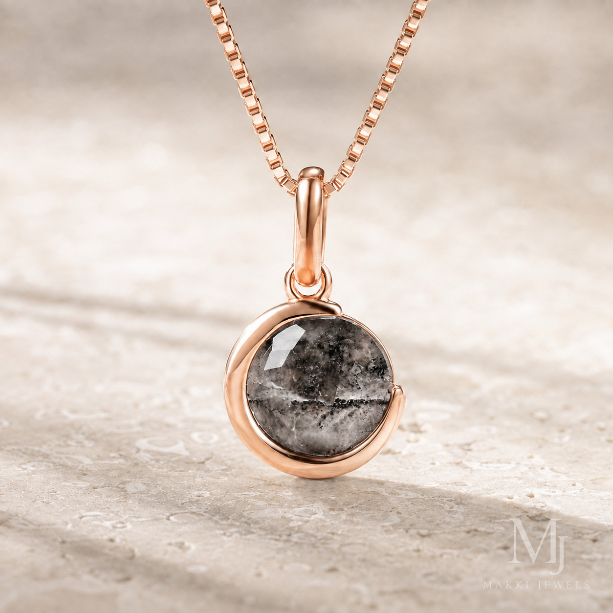 Crescent Moon Herkimer Diamond Necklace – Celestial Galaxy 925 Sterling Silver