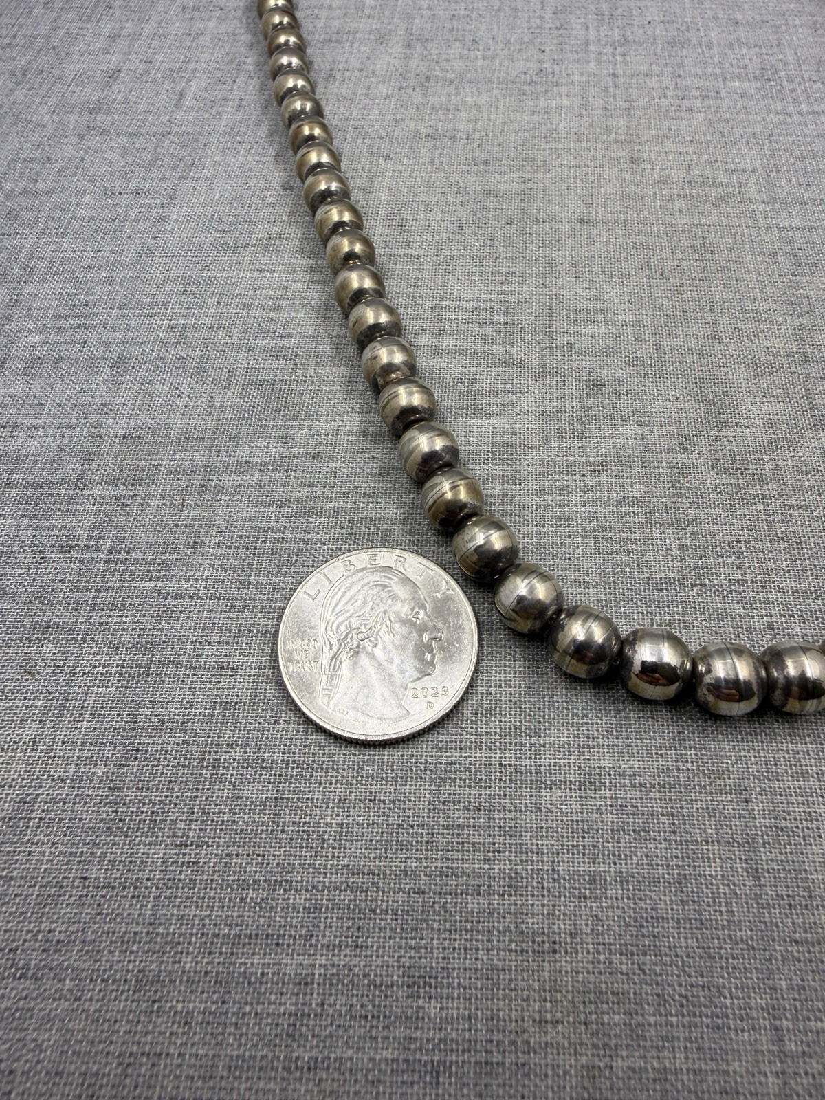 Sterling Silver .925 8mm Ball Bead Necklace 20.5″ (45 Grams)