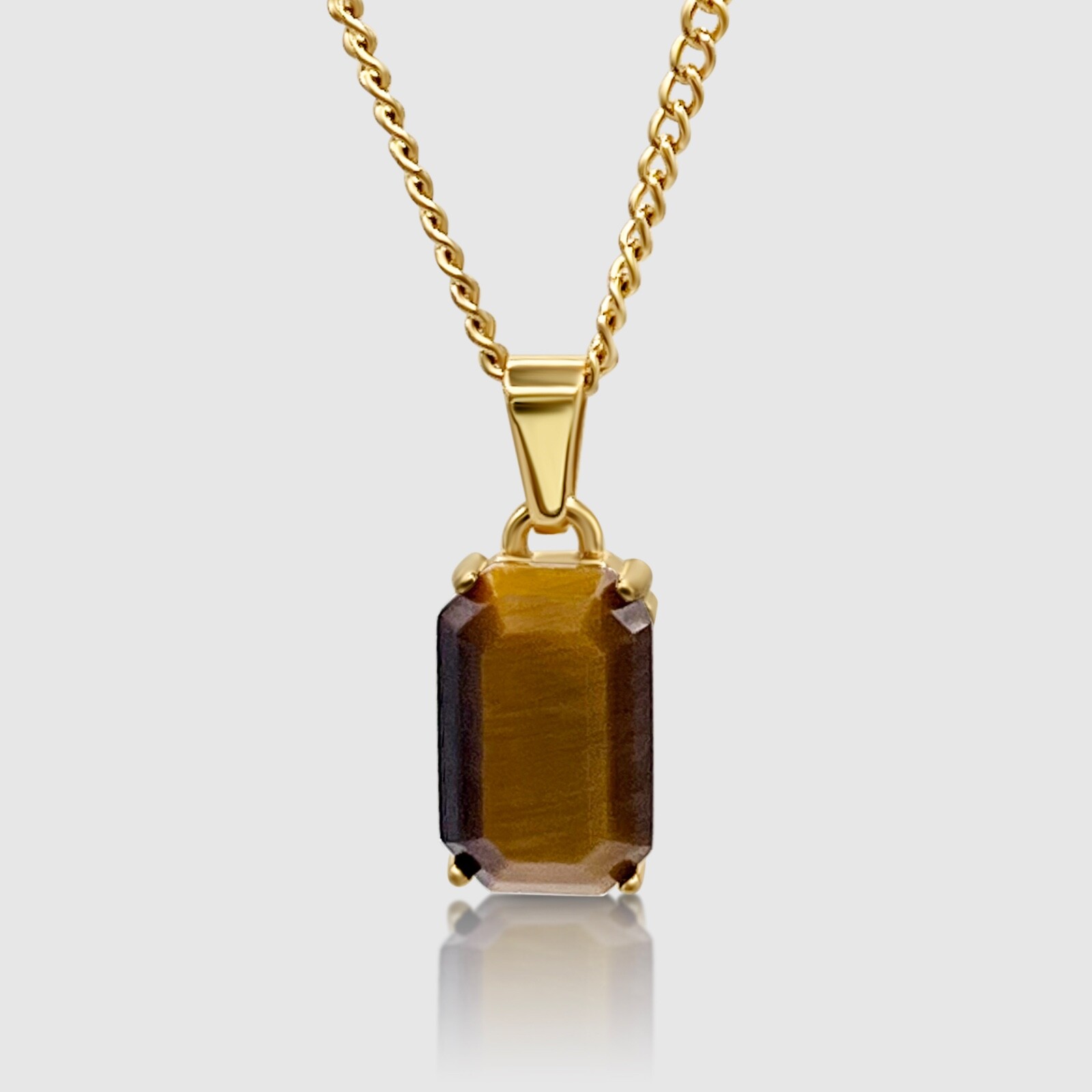 Tiger Eye Pendant & Necklace In 18k Gold 20” Chain – Tiger’s Eye Amulet Jewelry