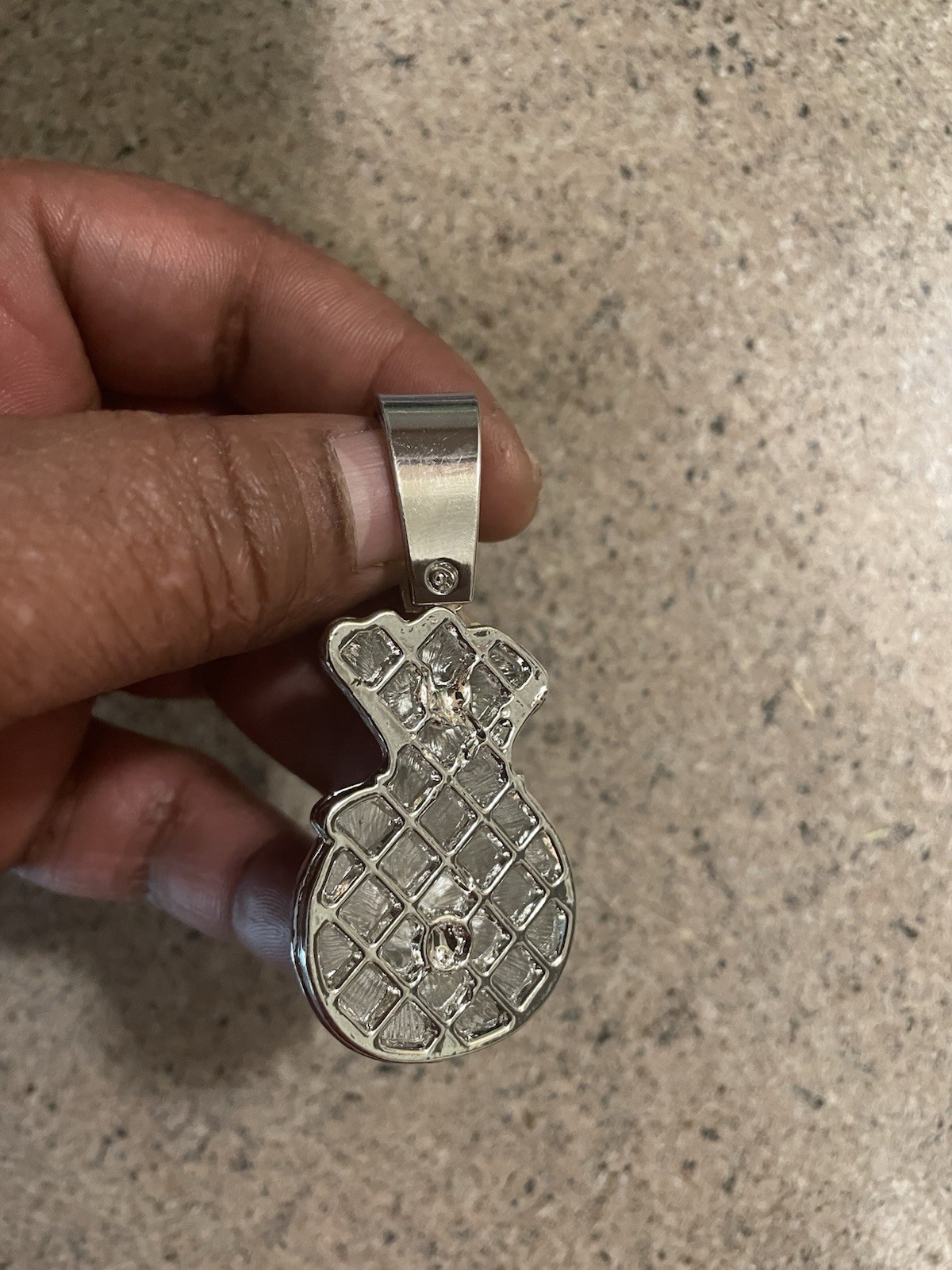 MONEY BAG STERLING SILVER PENDANT MOISSANITE 925 STERLING SILVER