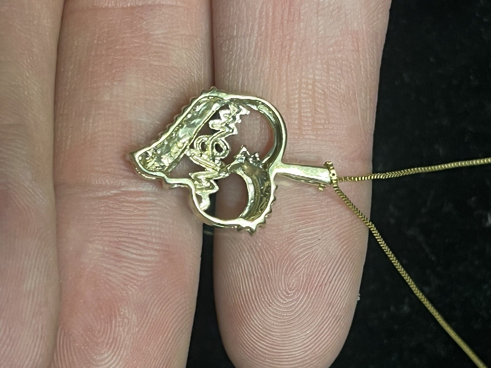 10K Yellow Gold “Mom” Diamond Pendant With 14K Yellow Gold Necklace 21in WOW