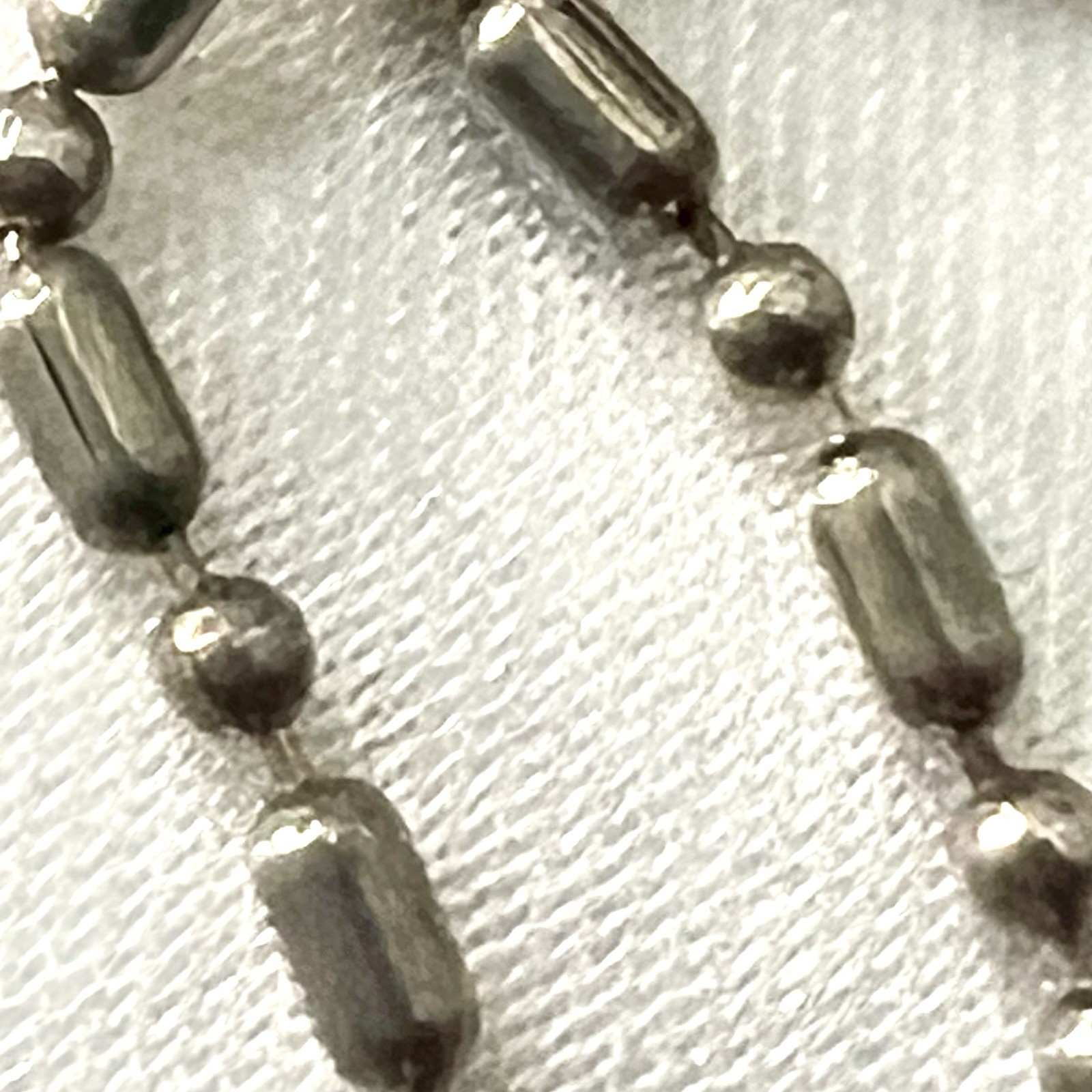 925 Sterling Silver Station Bead Necklace 30” Alternating Barrel Bead Chain 9g