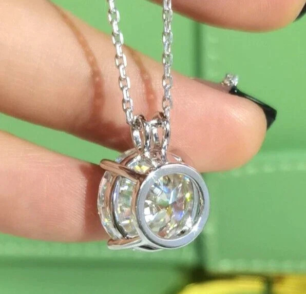 RARE 7.00 Ct Certified White Treated Diamond Solitaire Pendant in 925 Silver